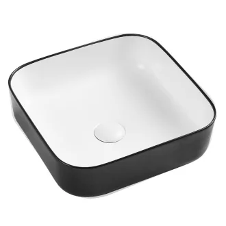   Wellis Azalea matt fekete-fehér pultra építhető porcelán mosdó 39x39 cm WF00088