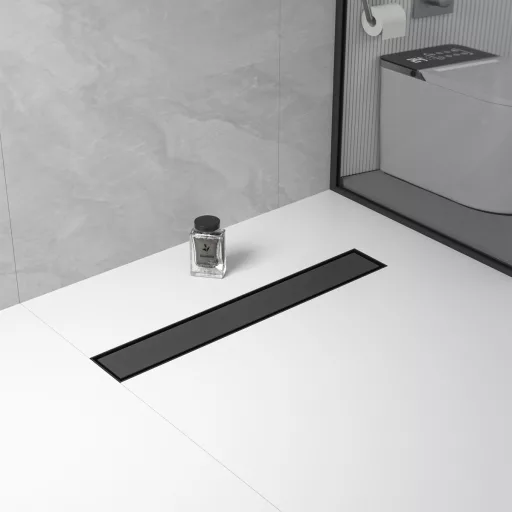 Padlóösszefolyó, Wellis WE00159  W-Drain Onyx Flat 80 zuhanyfolyóka matt fekete
