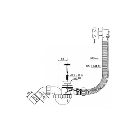 Le-és túlfolyó, Wellis AK00431 Le-és túlfolyó szett rövid V2