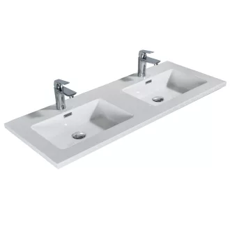   Mosdó, Wellis WB00523 Monaco 120 öntött műmárvány dupla mosdó, clikk-clakk leeresztővel