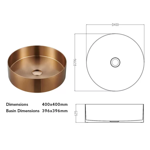 Mosdó, Wellis Marigold pultra építhető mosdó, rose gold 40x12,5 cm WB00559