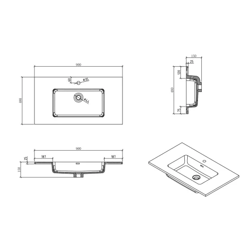 Mosdó, Wellis Varna mosdó 90x48 cm WB00567
