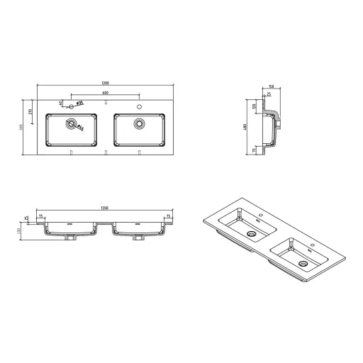 Mosdó, Wellis Varna mosdó 120x48 cm WB00568